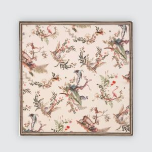 Toile de Jouy quadratischer Vintage-Schal olivgrรผn