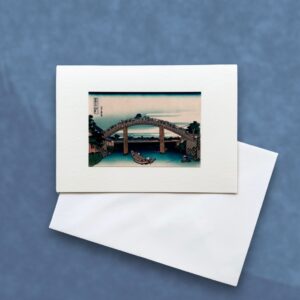 Klappkarte Ukiyo-e „Unter der Mannen- Brücke in Fukagawa“ aus „36 Ansichten des Berges Fuji"