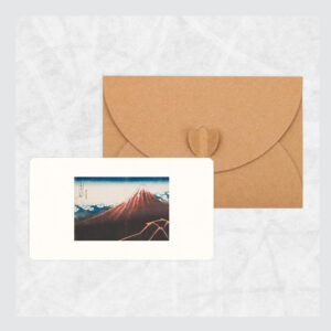 Minikarte Ukiyo-e „Roter Fuji (Südwind, klarer Morgen)“ aus „36 Ansichten des Berges Fuji“