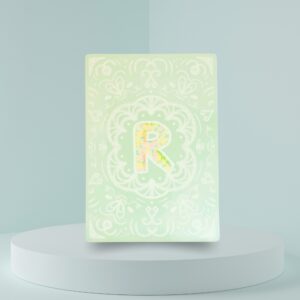 Postkarte R Buchstaben / Naturkarton, Handgefertigt