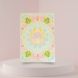 Postkarte Happy Birthday/ Naturkarton Handgefertigt