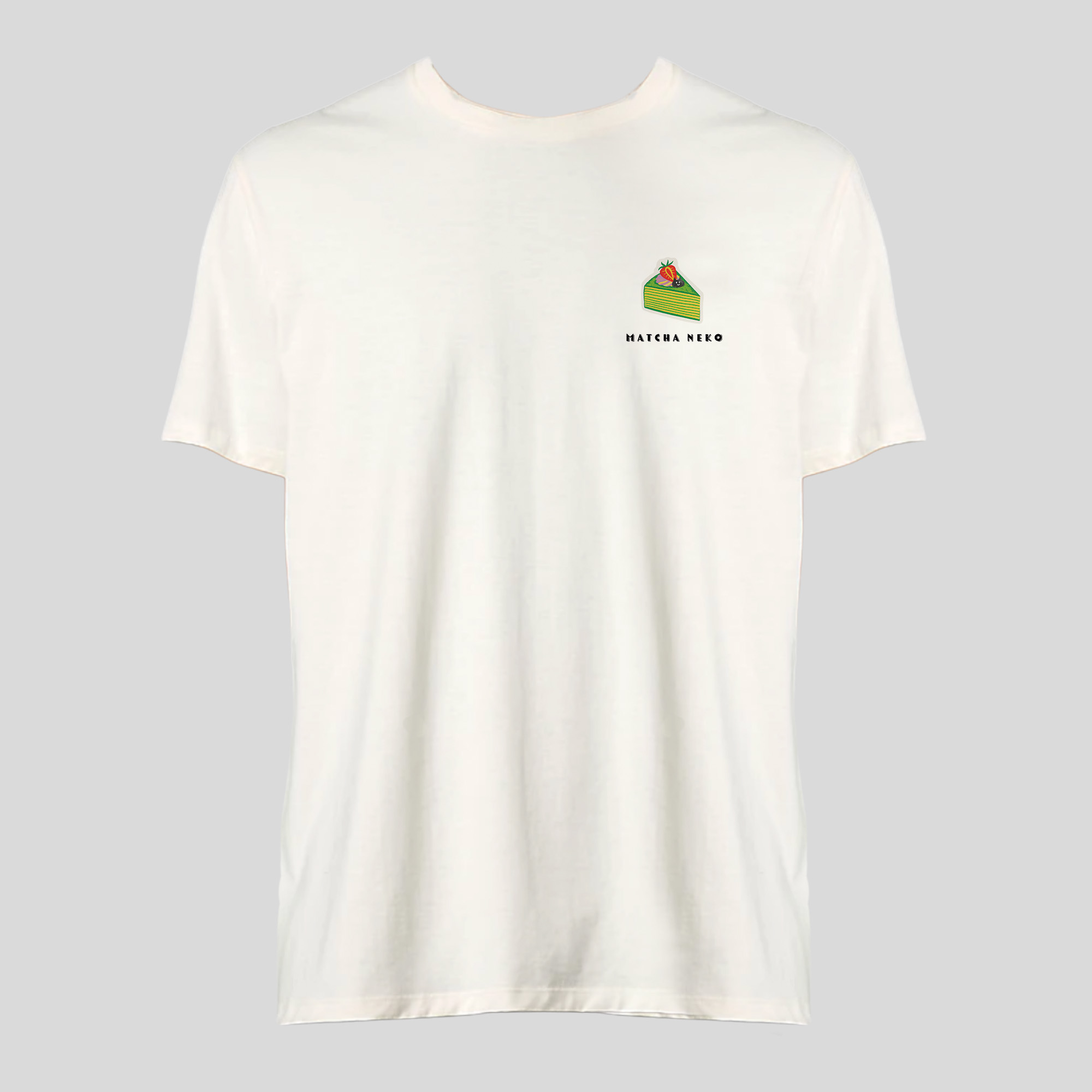 Japanese Style Organic Cotton T-Shirt - Matcha Neko Kuchen